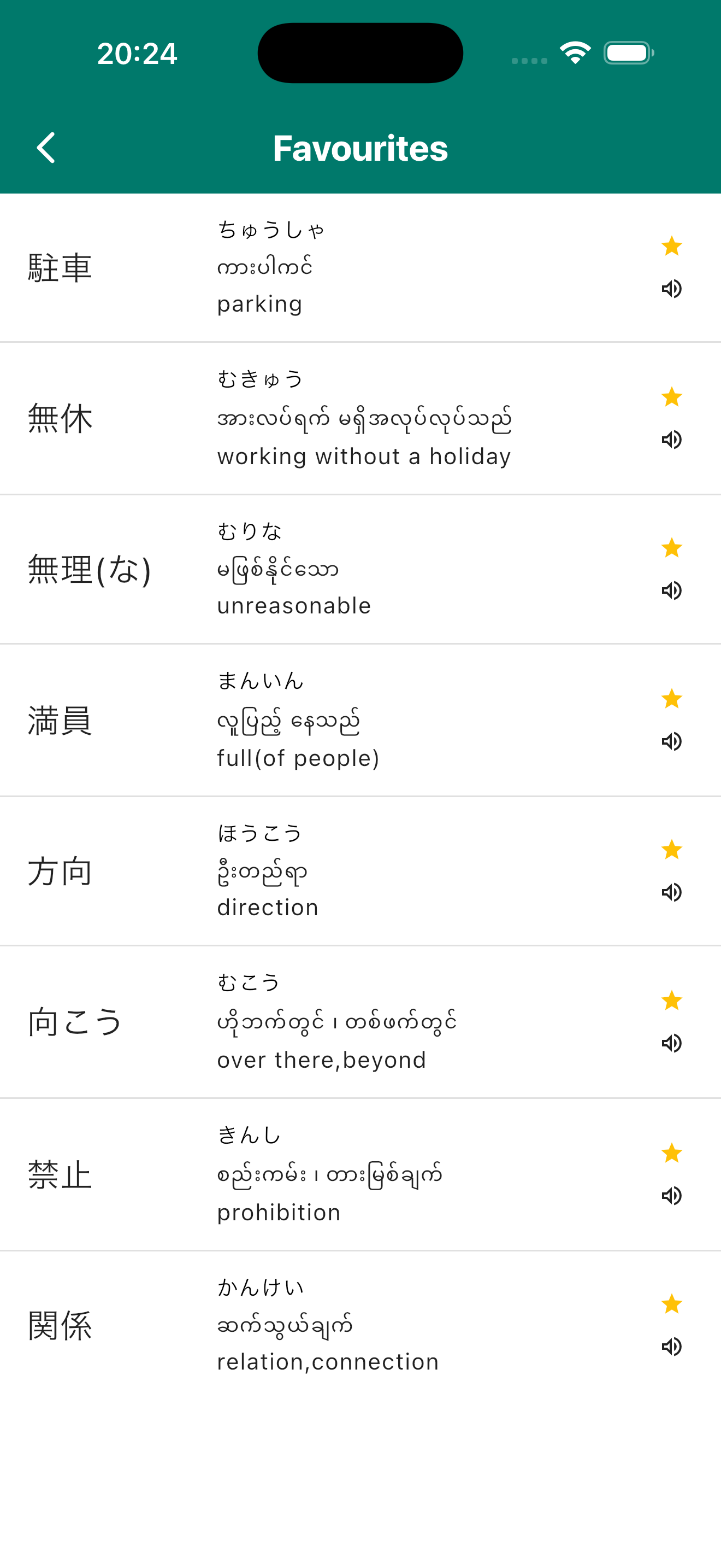 N3 Kanji Favourites